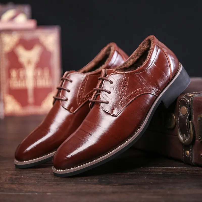 Mens Business Shoes Leather Luxury Dress Shoes Men Four Seasons Male Fashion Flats Pointed Toe Work Shoes Zapatos Hombre