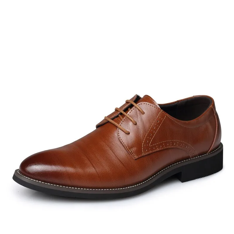 Mens Business Shoes Leather Luxury Dress Shoes Men Four Seasons Male Fashion Flats Pointed Toe Work Shoes Zapatos Hombre