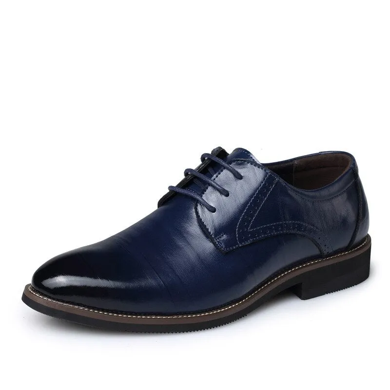 Mens Business Shoes Leather Luxury Dress Shoes Men Four Seasons Male Fashion Flats Pointed Toe Work Shoes Zapatos Hombre