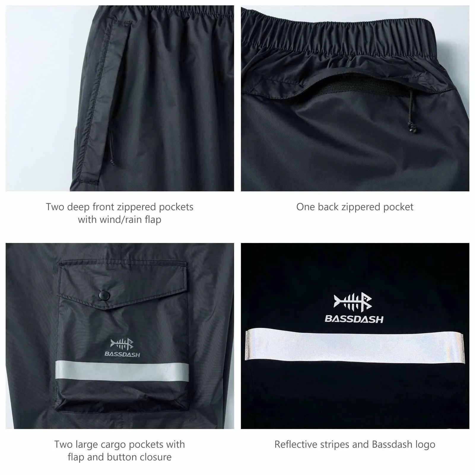 Men’s Complete Breathable Waterproof Rain Pants with 1/2 Zip Legs