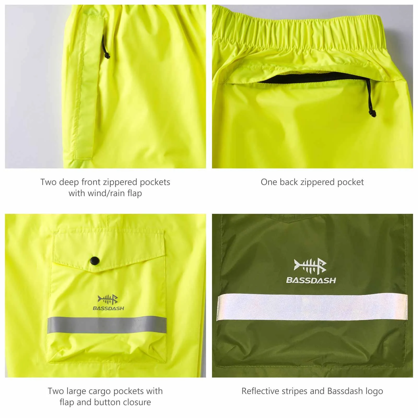 Men’s Complete Breathable Waterproof Rain Pants with 1/2 Zip Legs