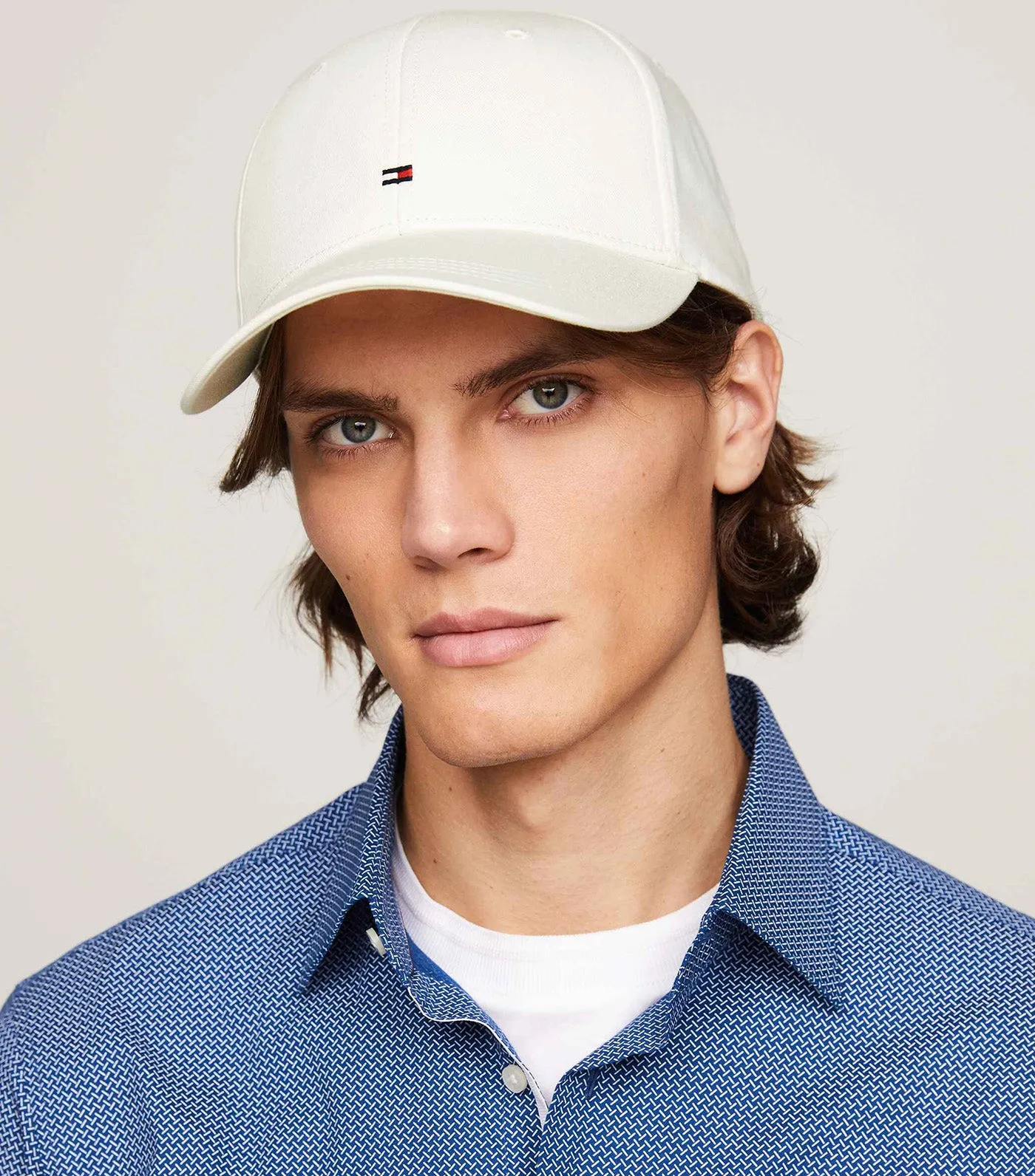Men's Flag Cotton 6 Panel Cap Ecru
