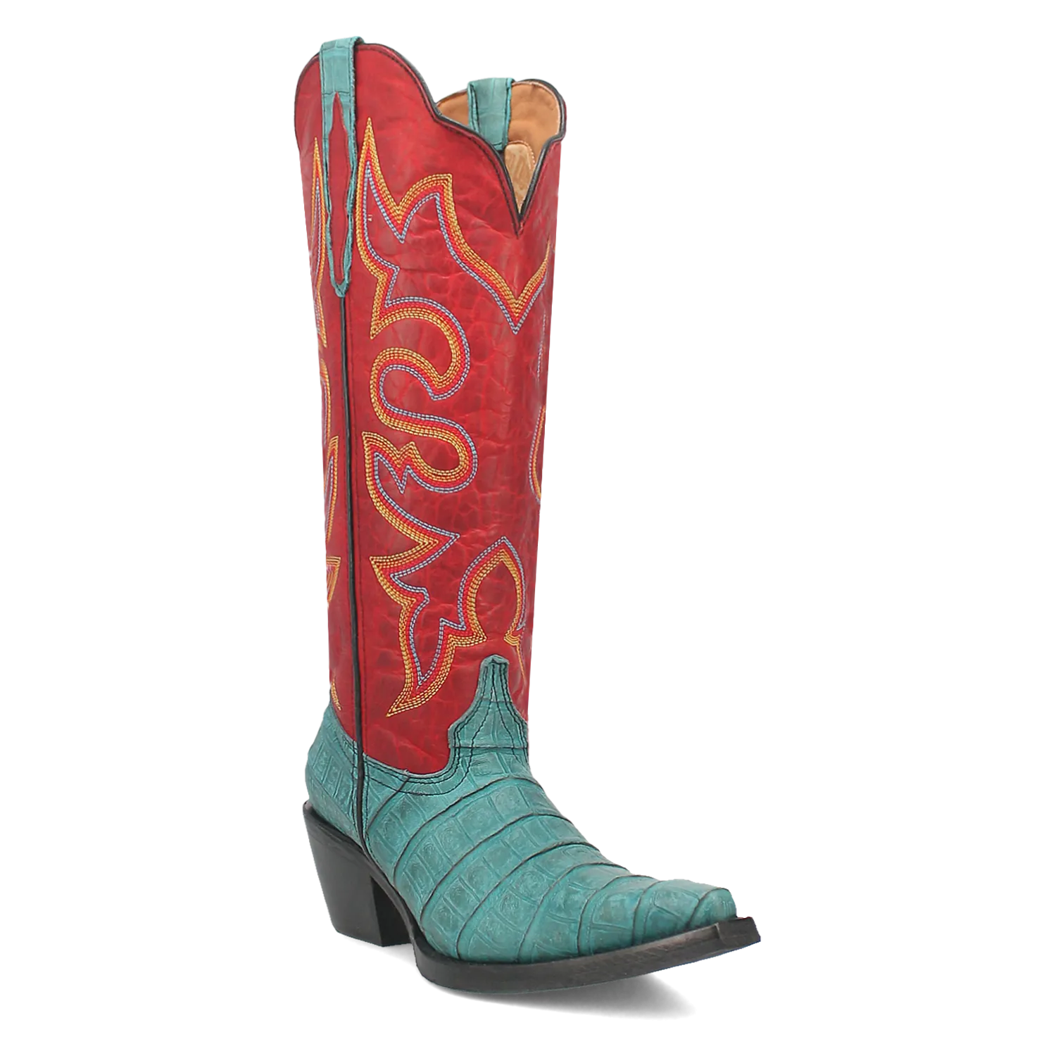 Online Exclusive | Dingo | Matilda Leather Boot in Turquoise and Red **PREORDER
