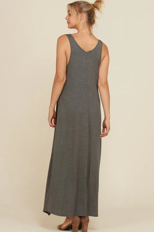 Plus size grey maxi dress