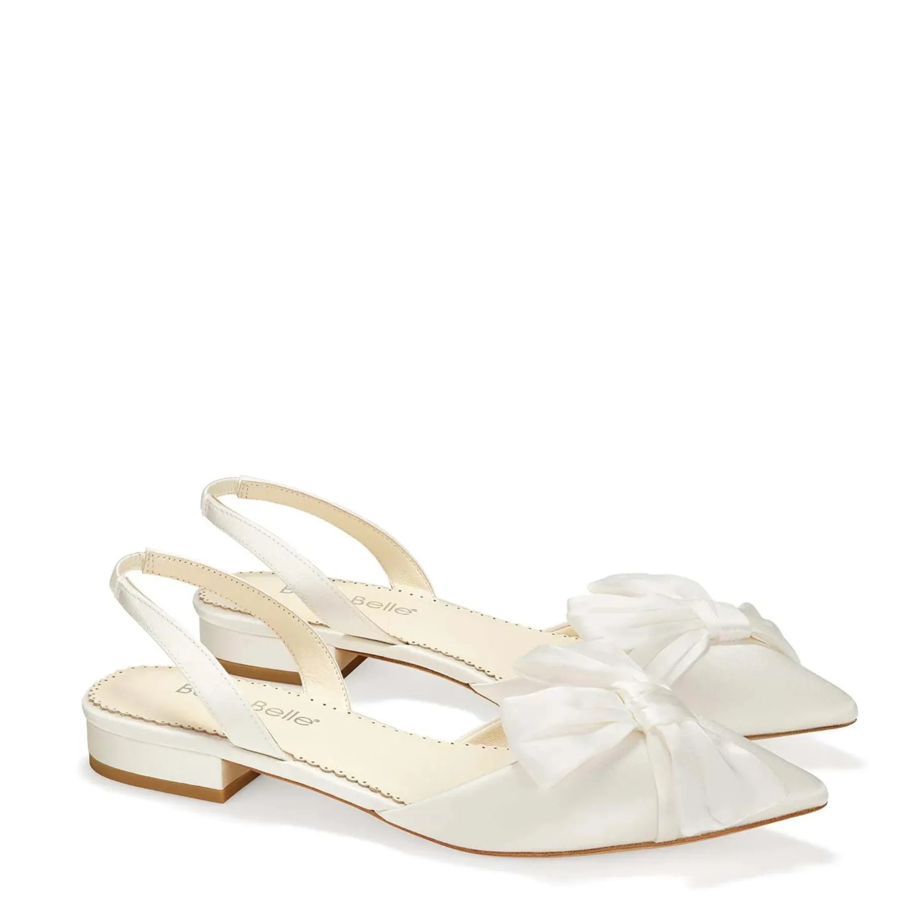 Reilly - Ivory Slingback D'Orsay Bridal Flats with Bow