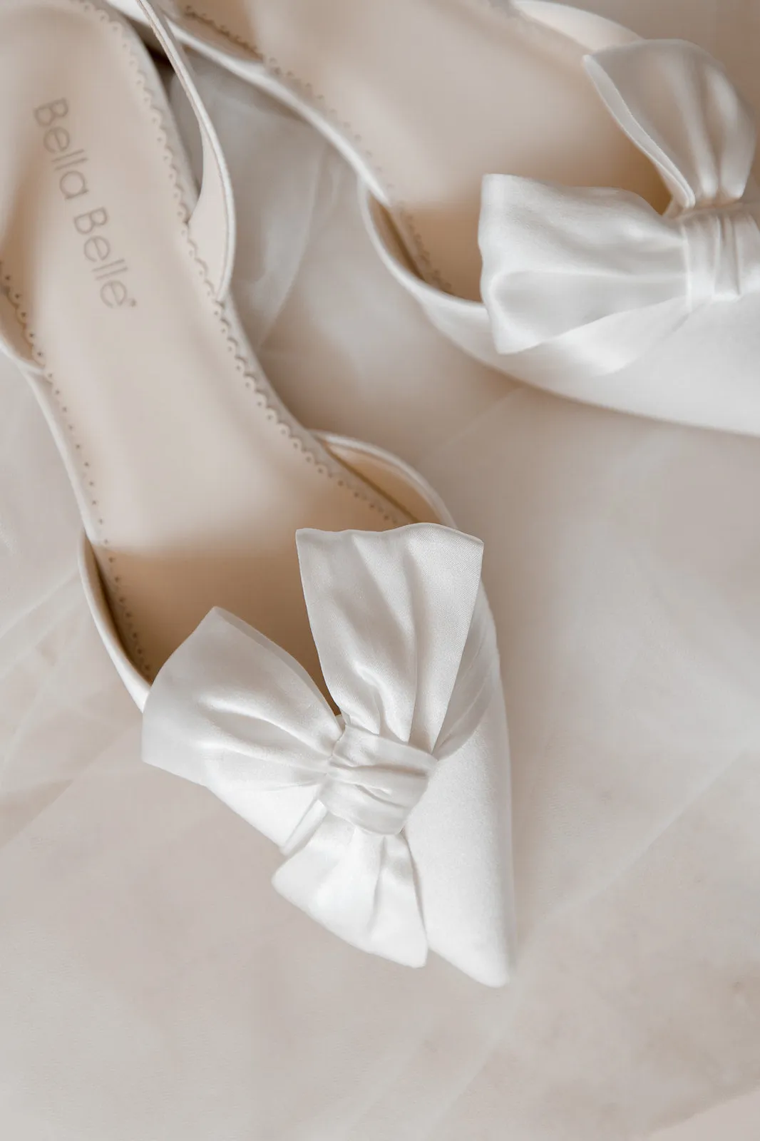 Reilly - Ivory Slingback D'Orsay Bridal Flats with Bow