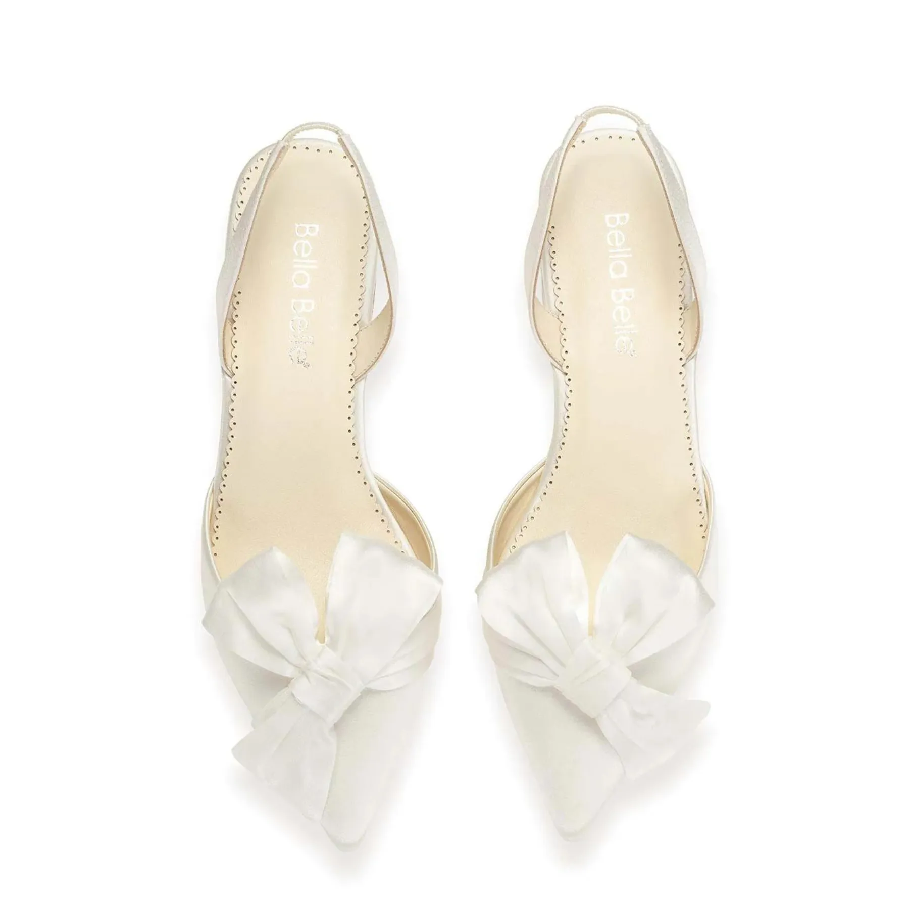 Reilly - Ivory Slingback D'Orsay Bridal Flats with Bow
