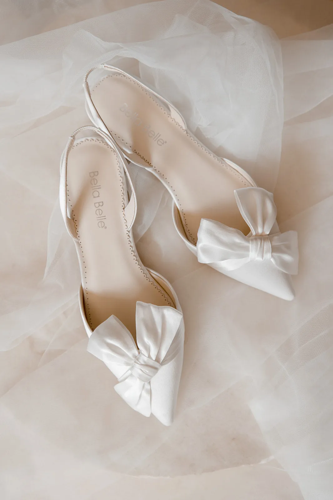 Reilly - Ivory Slingback D'Orsay Bridal Flats with Bow