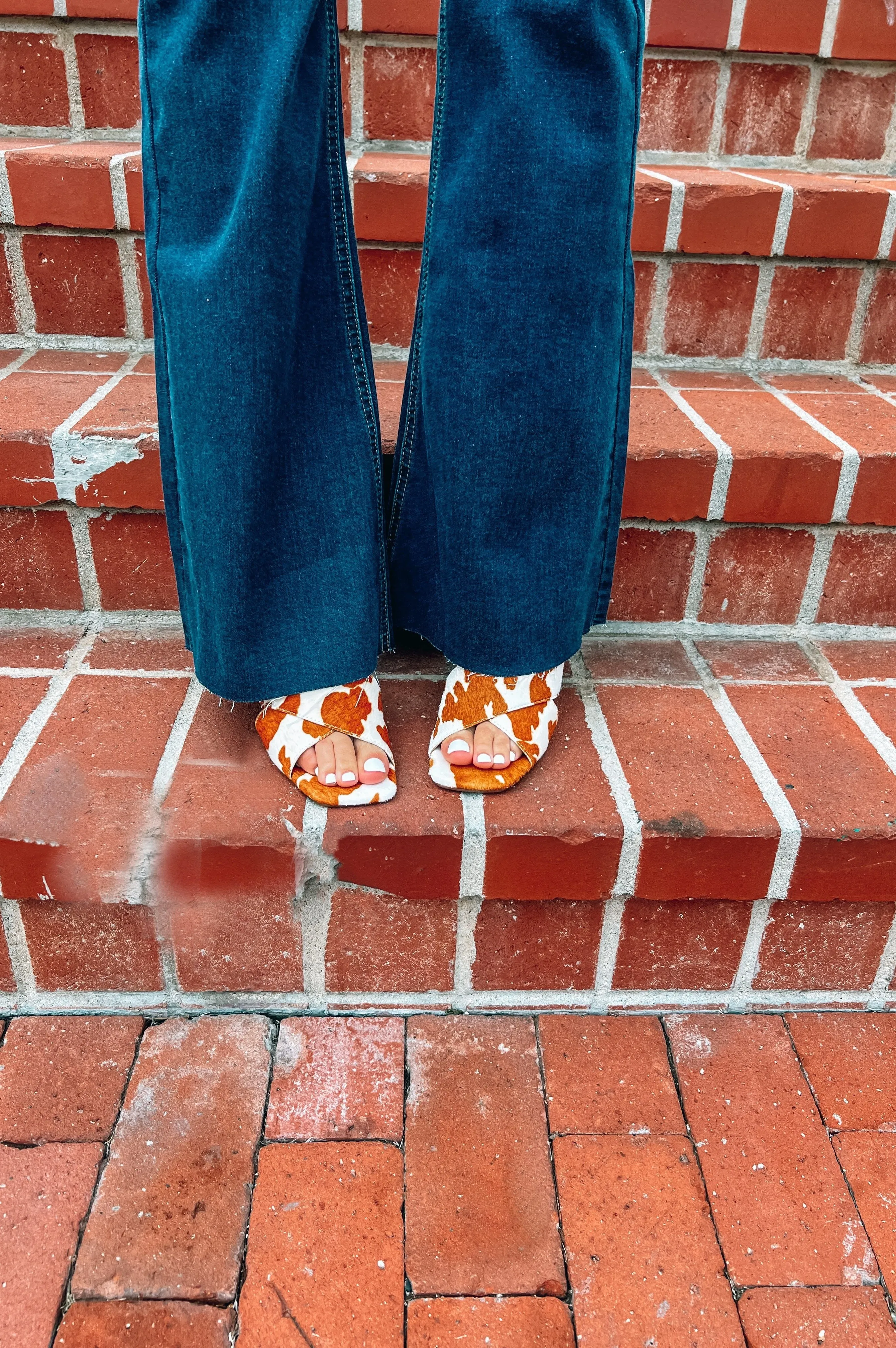 Saldana Cow Print Heels Cognac Multi