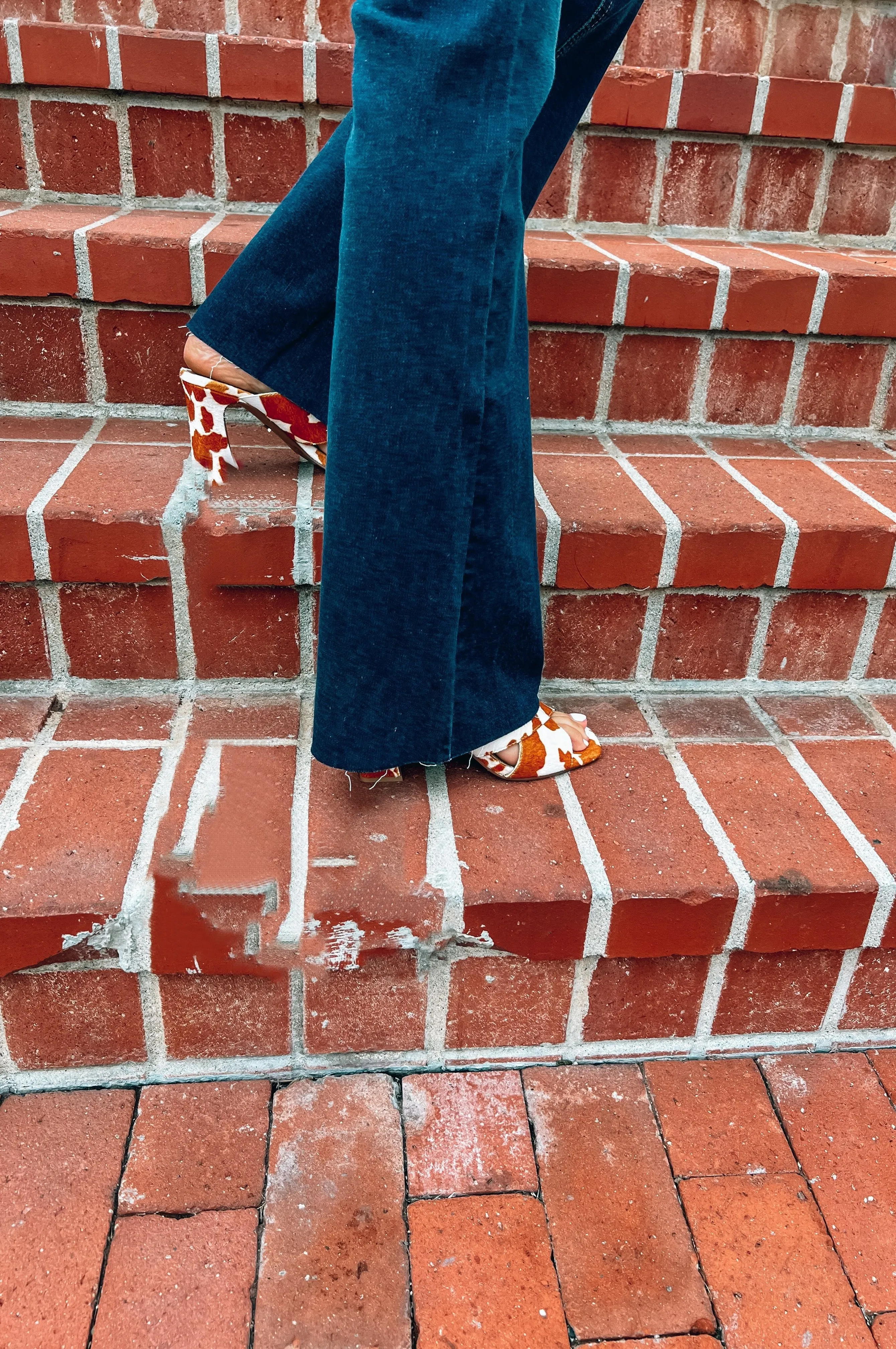 Saldana Cow Print Heels Cognac Multi