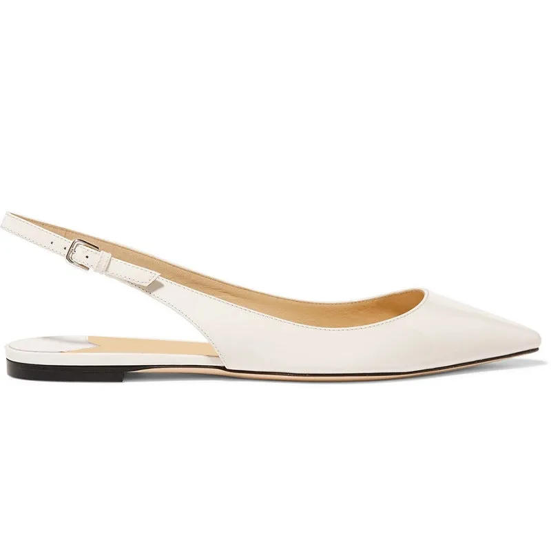 sd-hk Casual Slingback White Flat Shoes