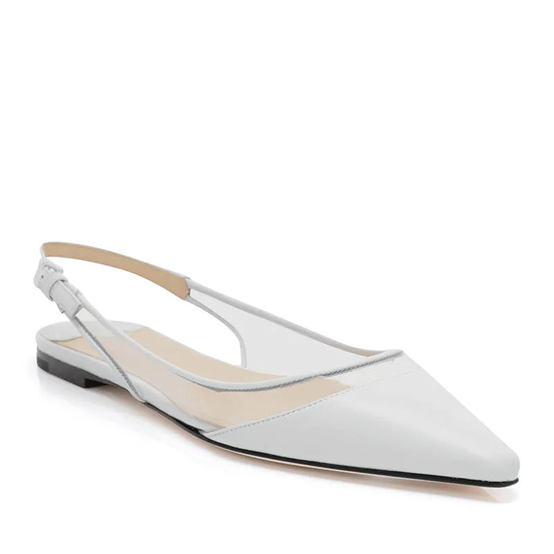 sd-hk Casual Slingback White Flat Shoes