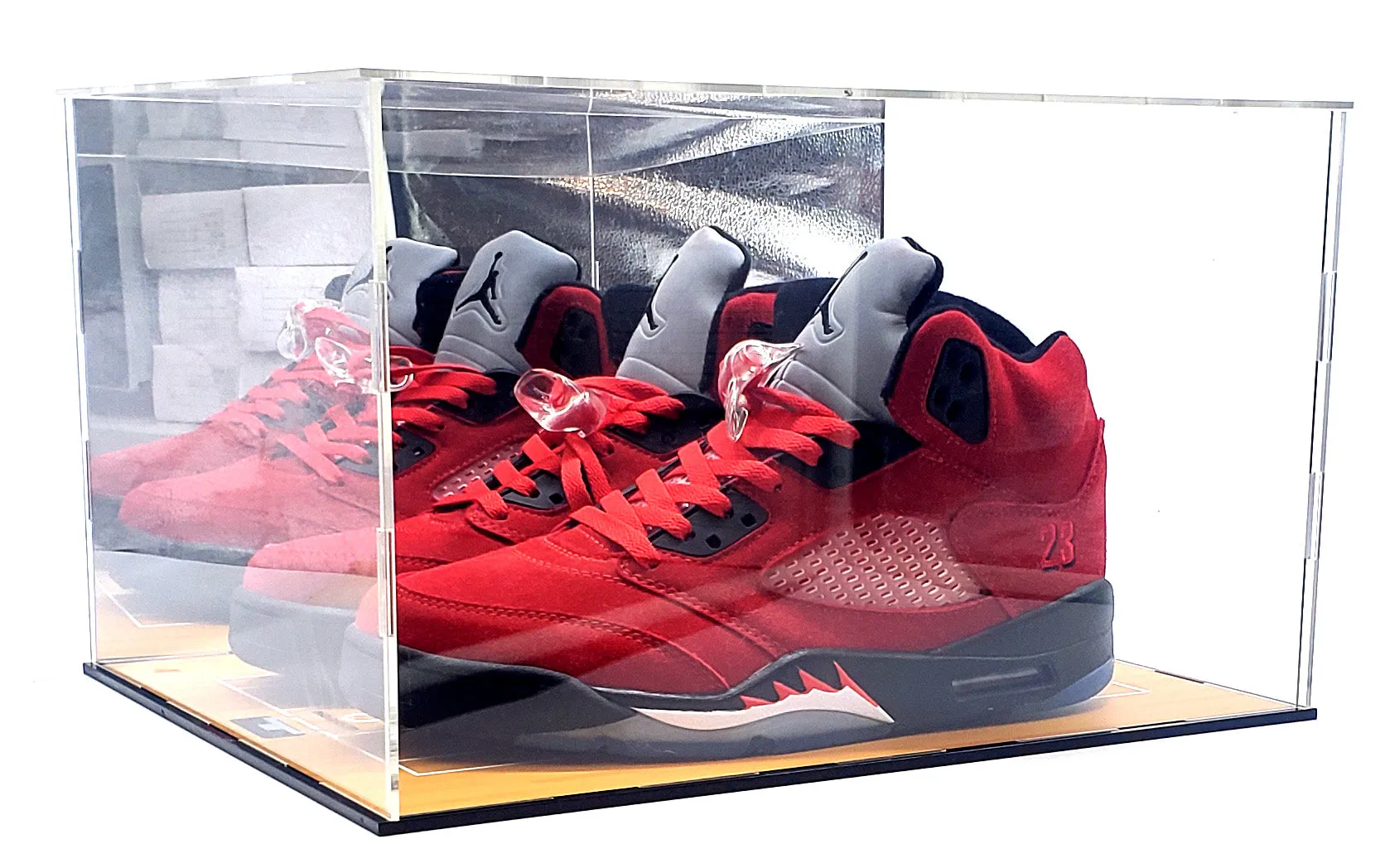 Shoes Sneakers Basketball Acrylic Display Case Box Gold Mirror Field Showcase Shoes UV Protection 15x12x9