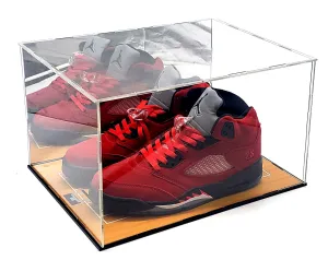Shoes Sneakers Basketball Acrylic Display Case Box Gold Mirror Field Showcase Shoes UV Protection 15x12x9