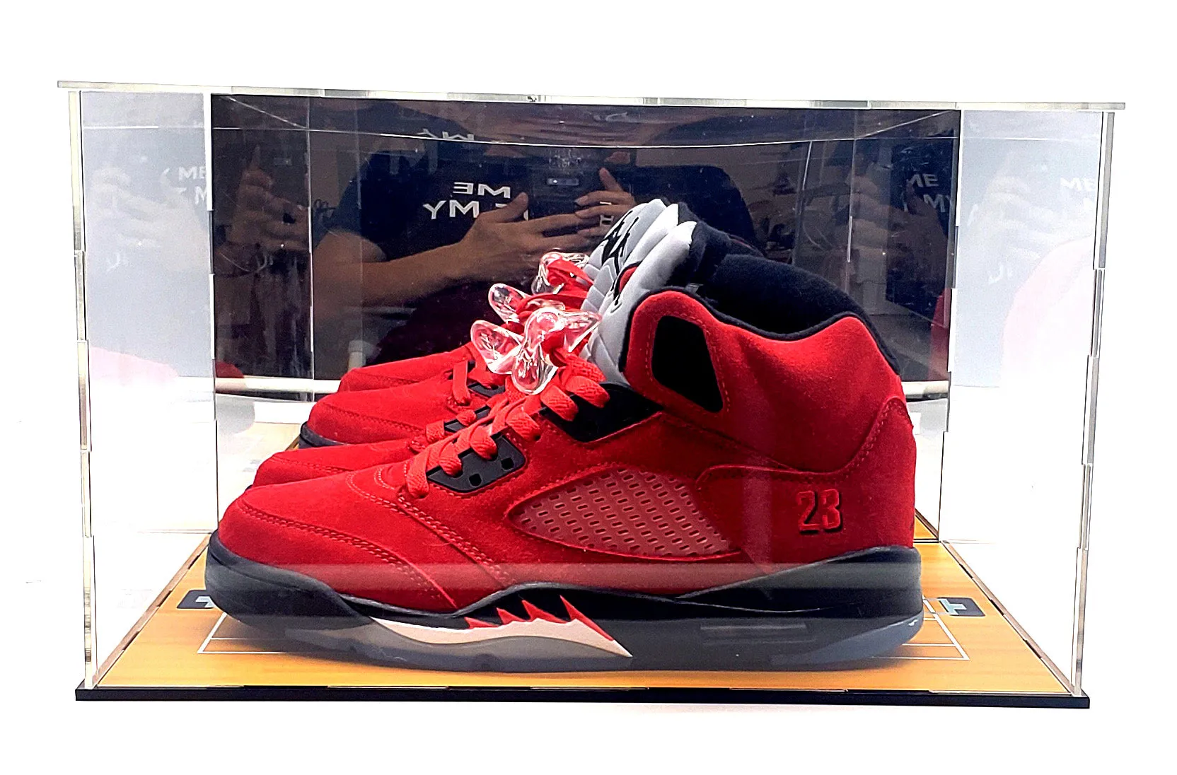 Shoes Sneakers Basketball Acrylic Display Case Box Gold Mirror Field Showcase Shoes UV Protection 15x12x9