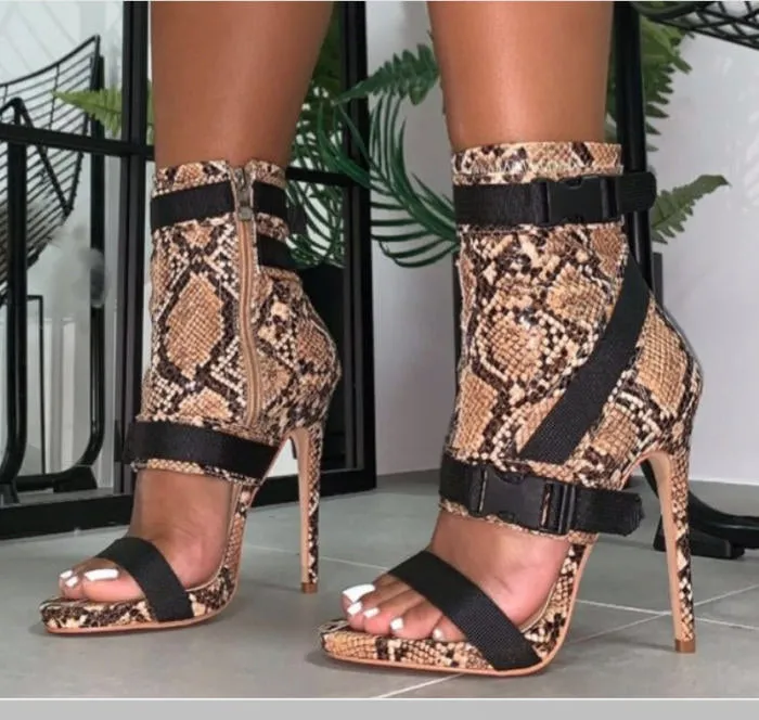 Snake Belt Up Heels