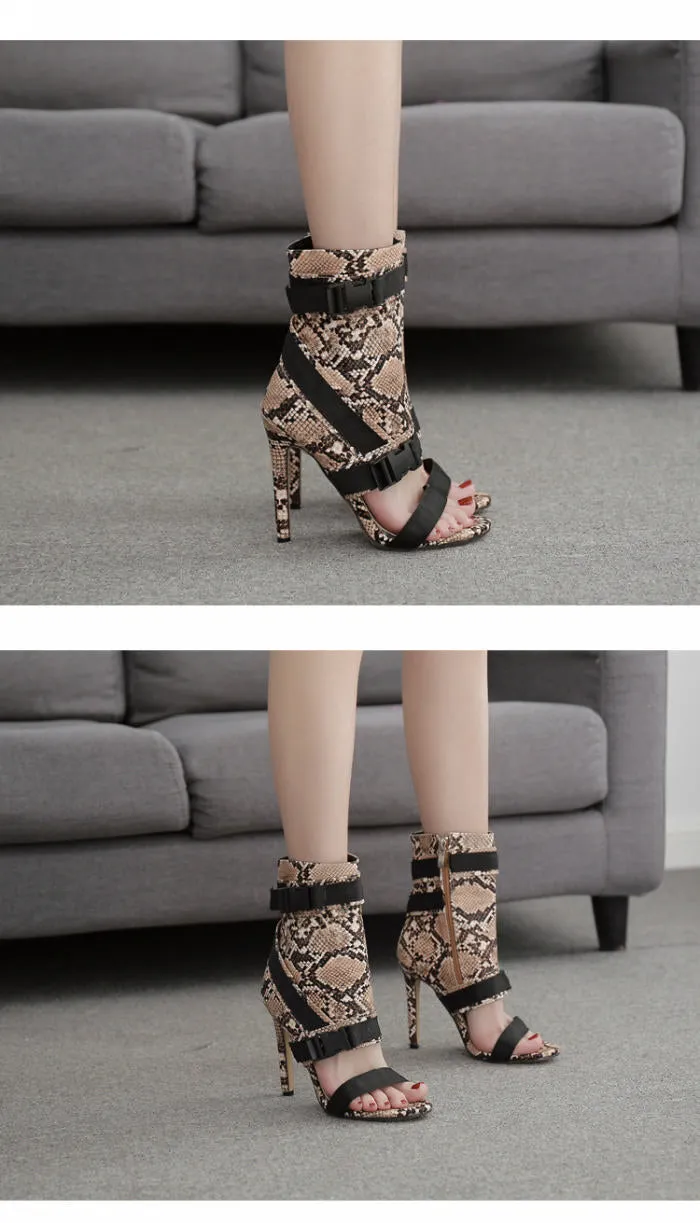 Snake Belt Up Heels