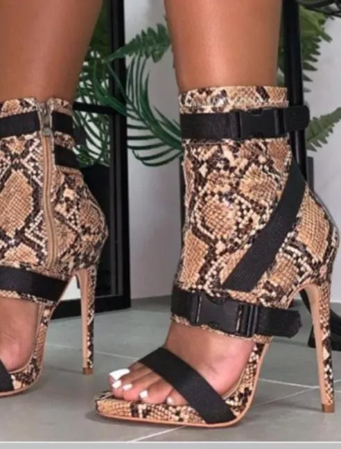 Snake Belt Up Heels