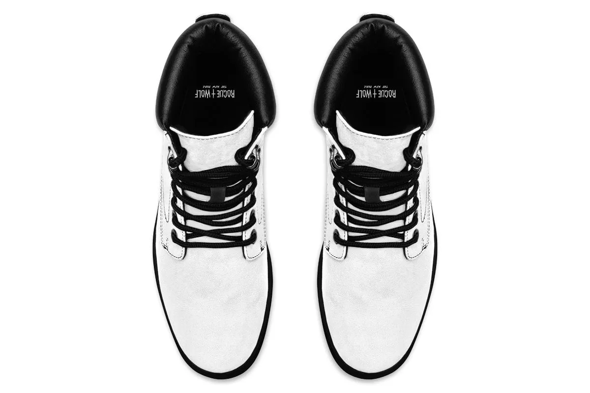 Snow White Classic Boots - High Quality Micro-Suede Weatherproof Vegan Shoes with Stitched on Soles