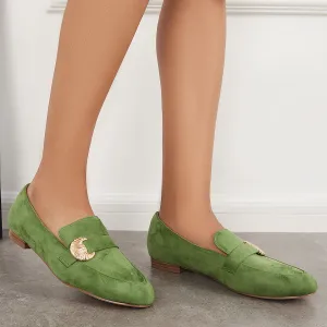 Sohiwoo Women Pointy Toe Penny Loafers Comfy Suede Office Flats Shoes