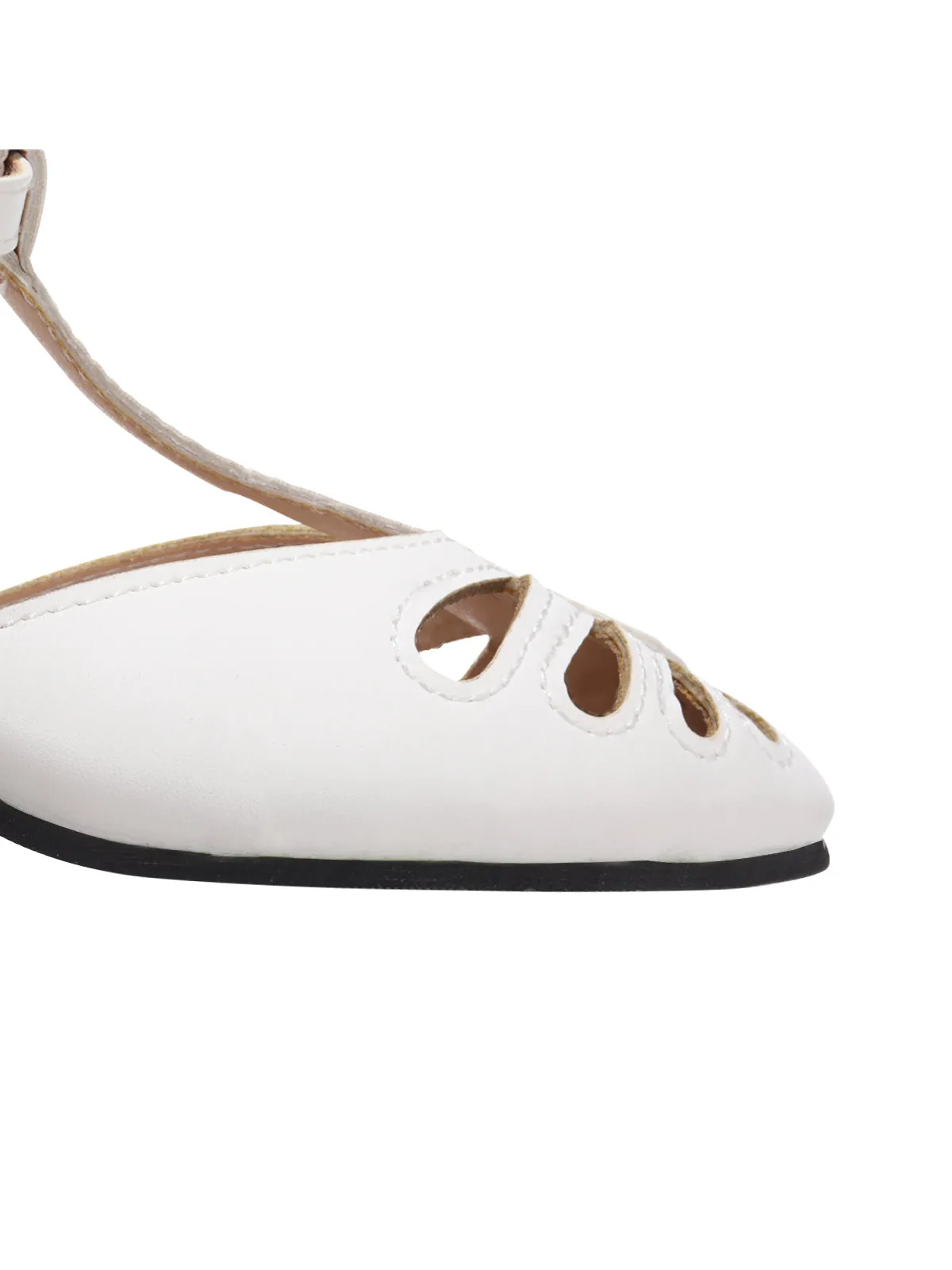 Solid Leather Hollow Roman Heel Shoes