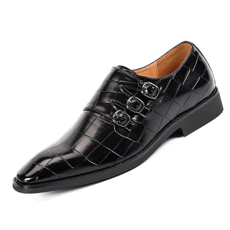 Sophisticated Style: Men's Buckle Square Toe Office Flats - Casual Business Leather Shoes