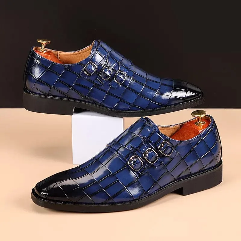Sophisticated Style: Men's Buckle Square Toe Office Flats - Casual Business Leather Shoes