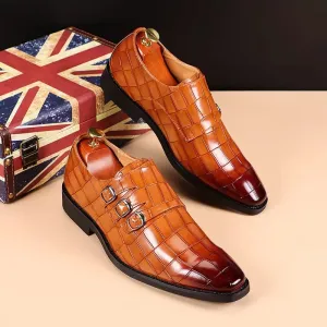 Sophisticated Style: Men's Buckle Square Toe Office Flats - Casual Business Leather Shoes