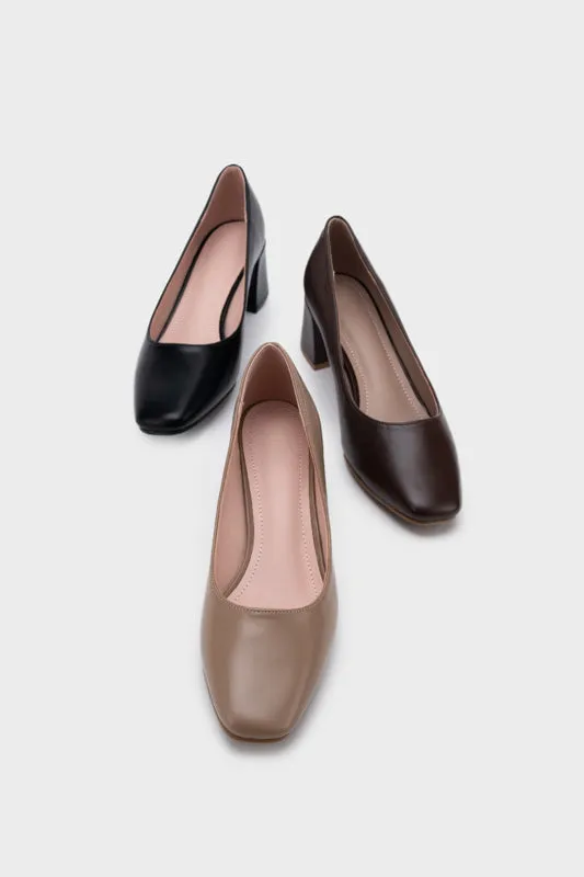 SQUARE TOE CHUNKY HEEL PUMP