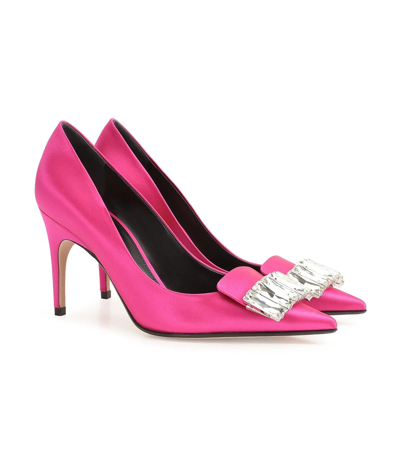 Sr1 Pump Satin with Crystals Magenta