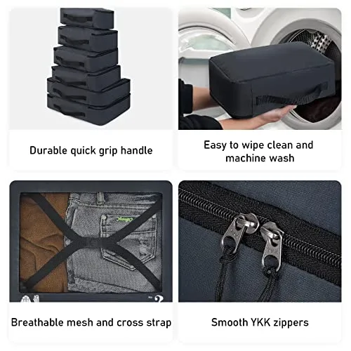 Suitcase Organiser, Packing Cubes, 7-Piece Suitcase Organiser Set, Packing Cubes, Pet Recycled Packing Bags for Suitcases, Suitcase Organiser for Backpack, Shoe Bag, Clothes Bags for Suitcases