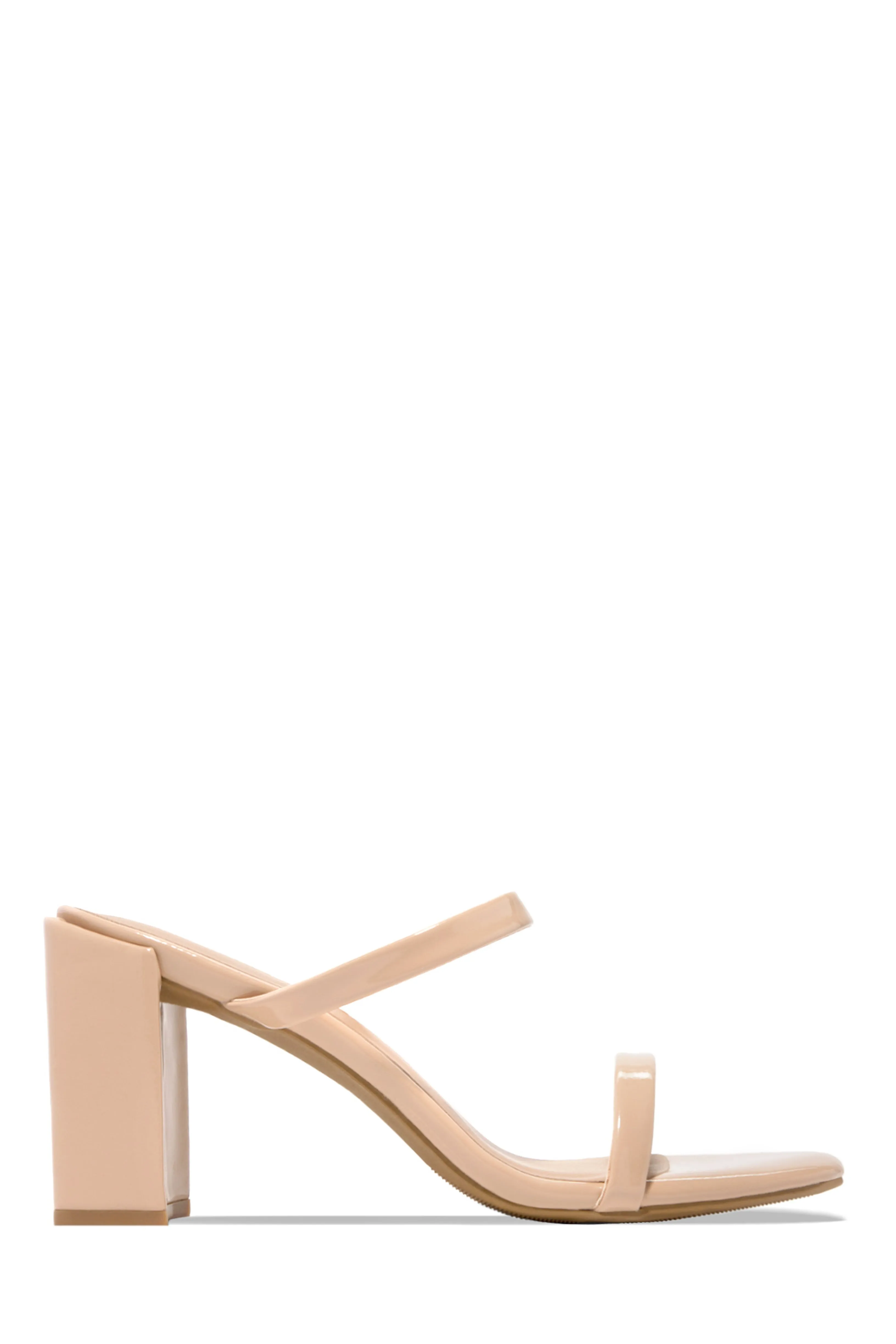 Summer Date Block Heel Mules - Nude Pat