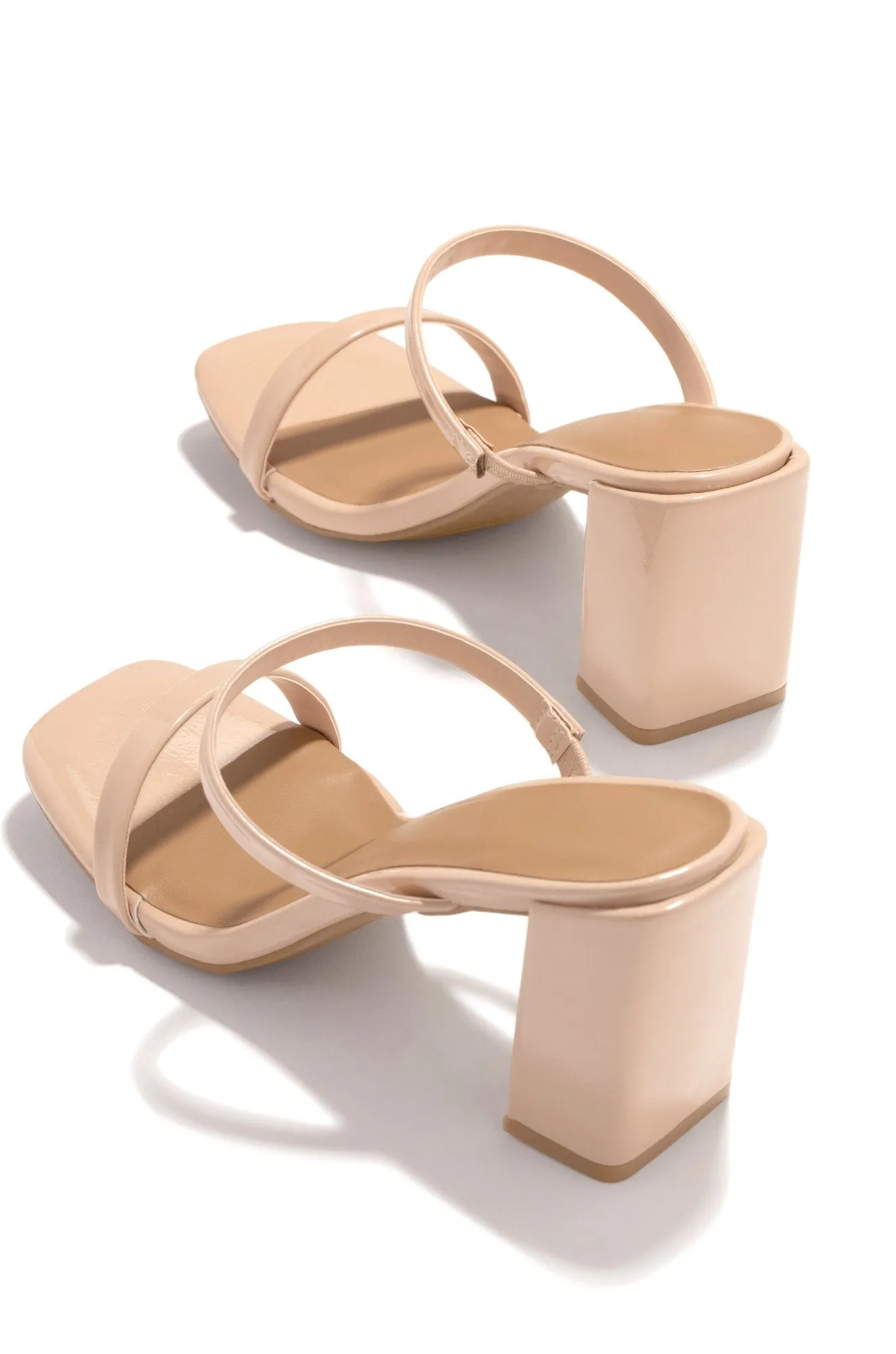 Summer Date Block Heel Mules - Nude Pat