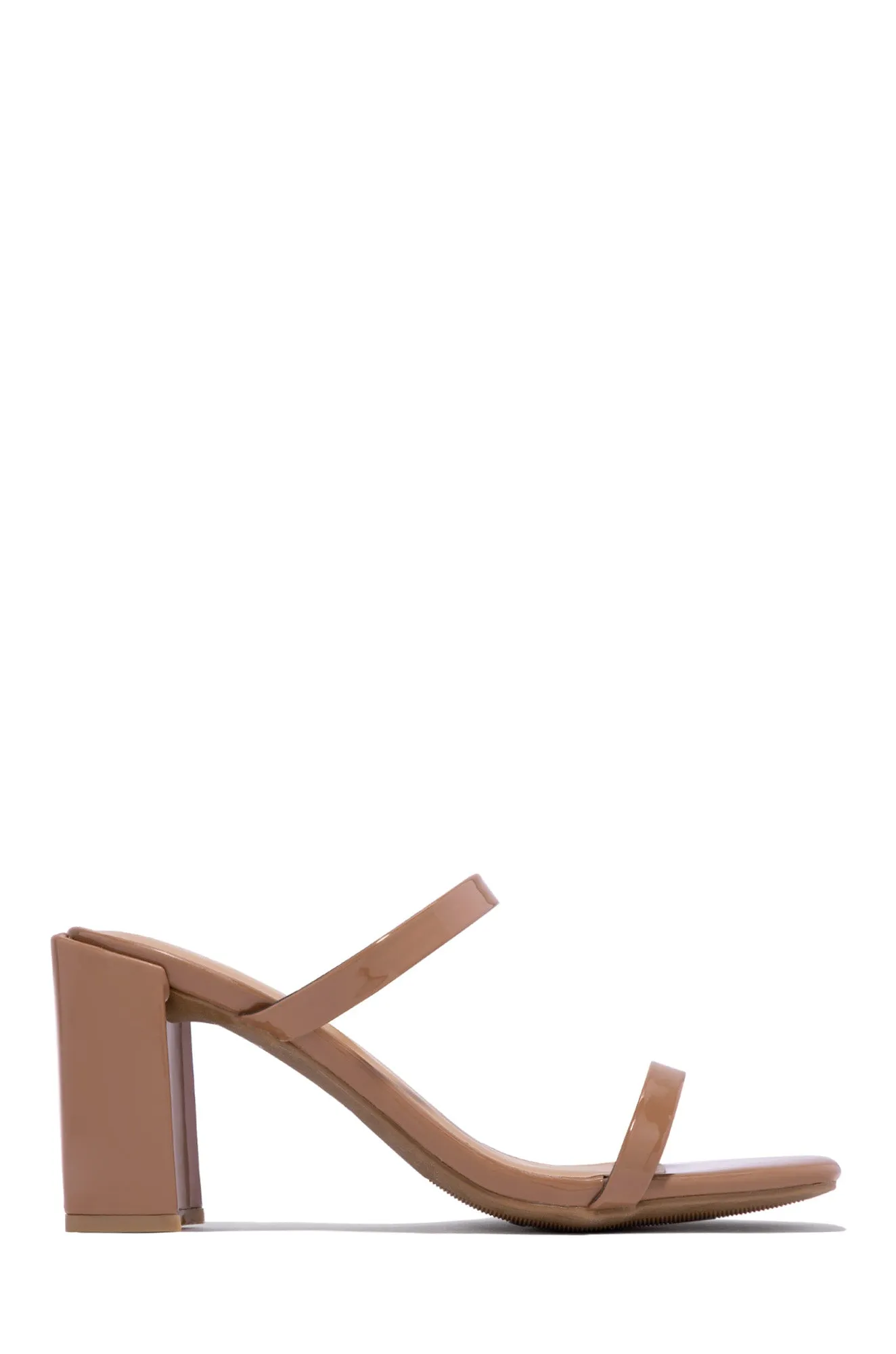 Summer Date Block Heel Mules - Nude Pat