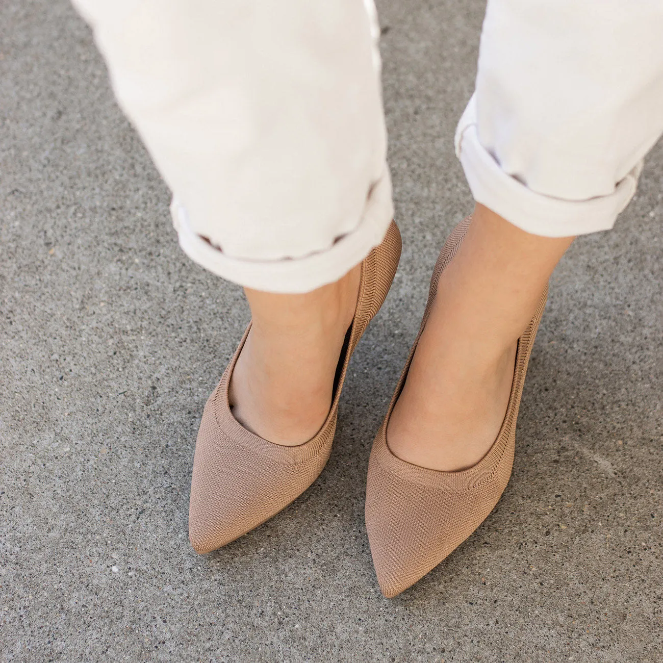 The Pump - Latte Knit   Stiletto Heel Kit 3 Latte