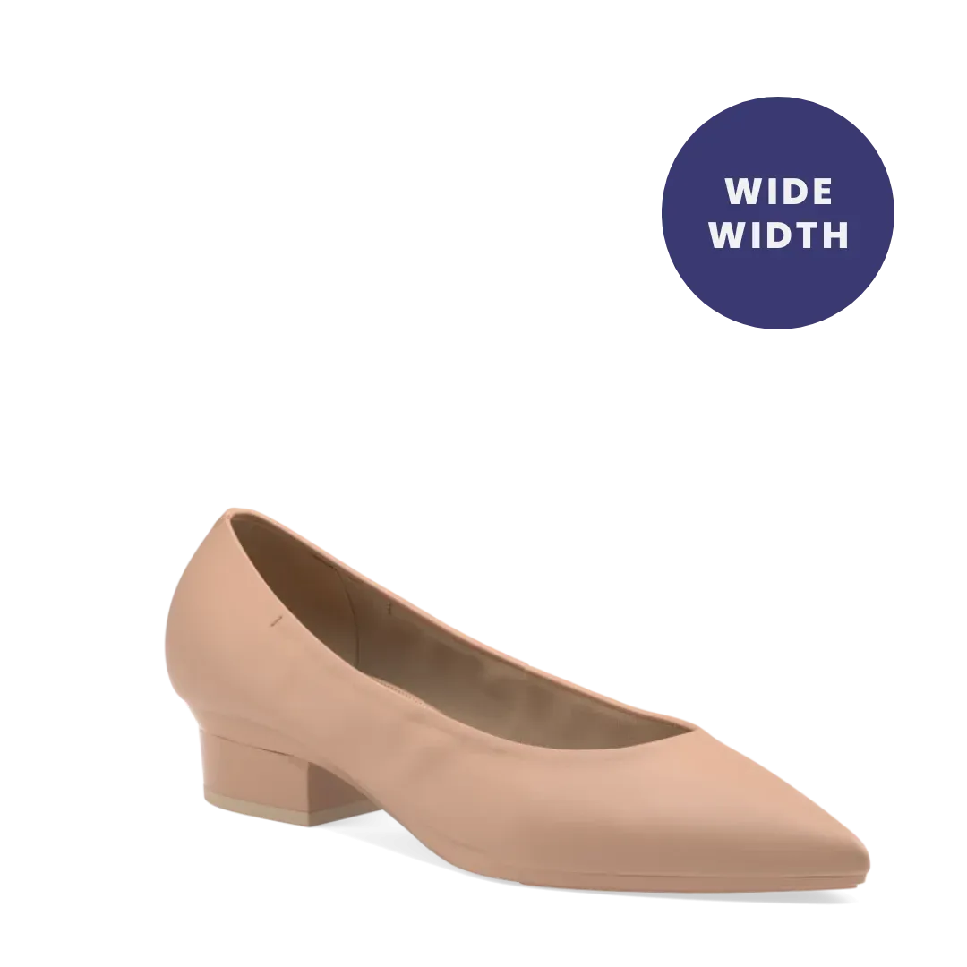 The Pump Wide Width - Latte Stretch Leather 3 Block
