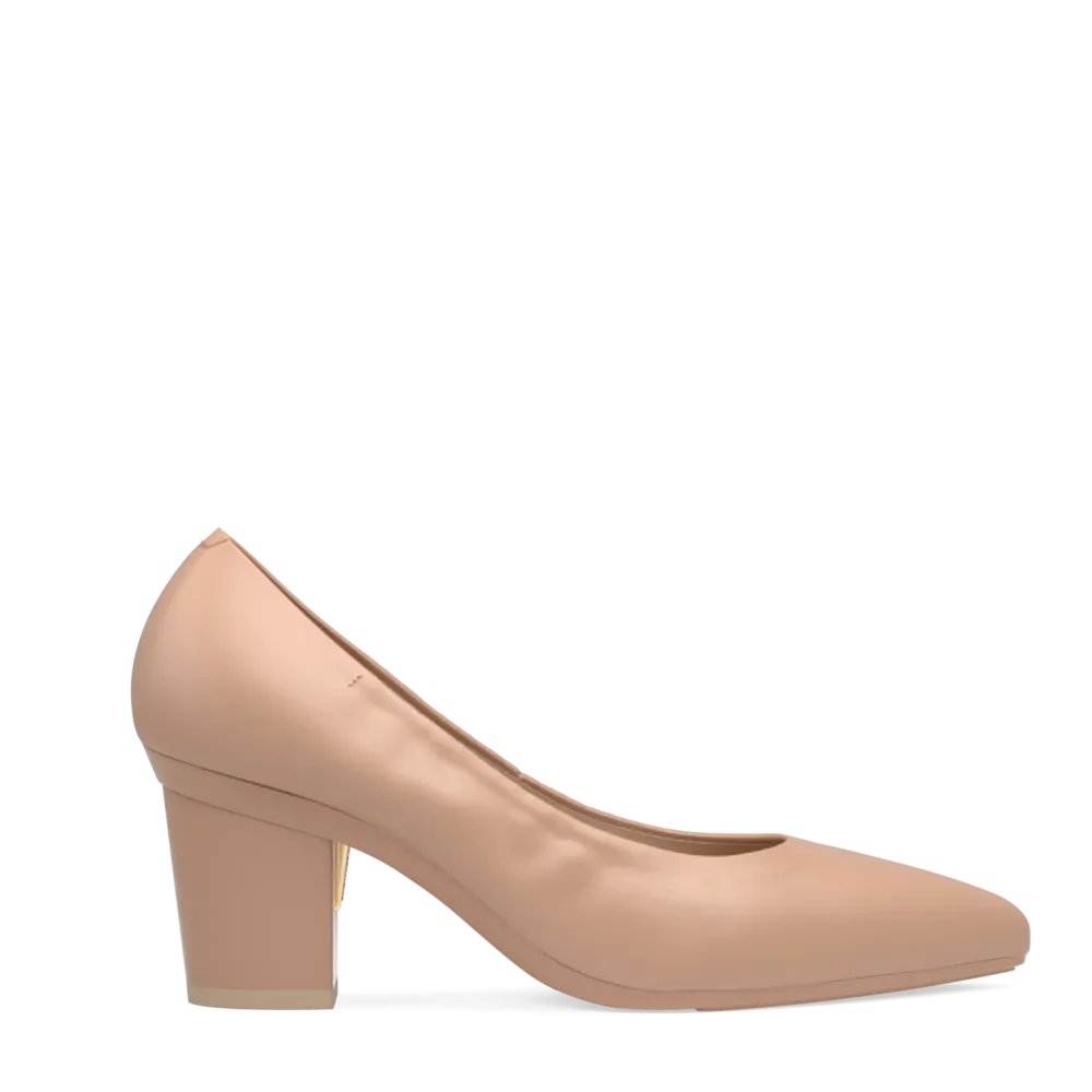 The Pump Wide Width - Latte Stretch Leather 3 Block