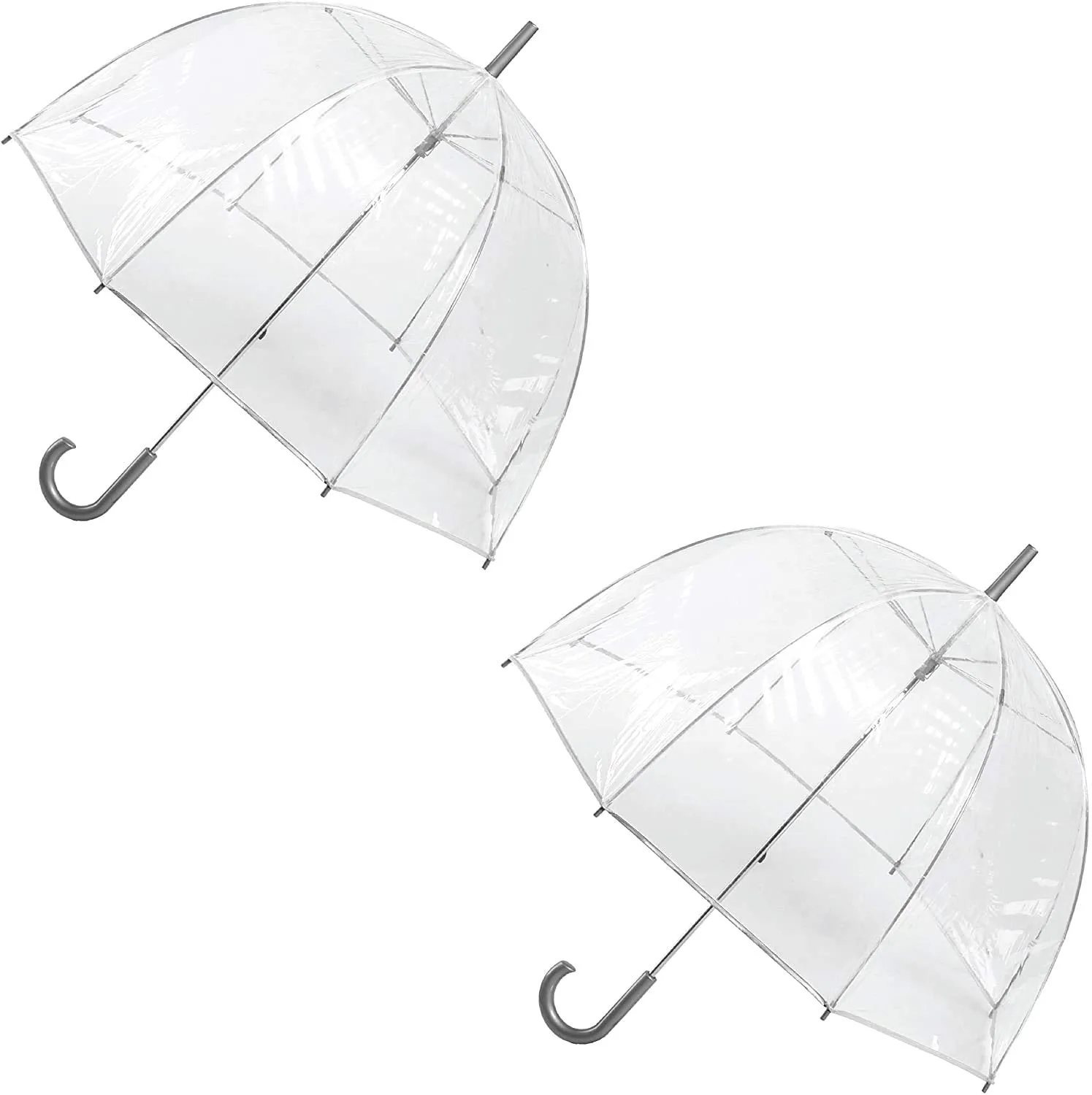 totes Adult Clear Bubble Umbrella with Dome Canopy, Lightweight Design, Wind and Rain Protection Umbrella, Clear - 2pk, Adults - 51" Canopy