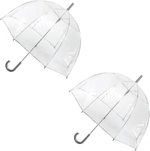 totes Adult Clear Bubble Umbrella with Dome Canopy, Lightweight Design, Wind and Rain Protection Umbrella, Clear - 2pk, Adults - 51" Canopy