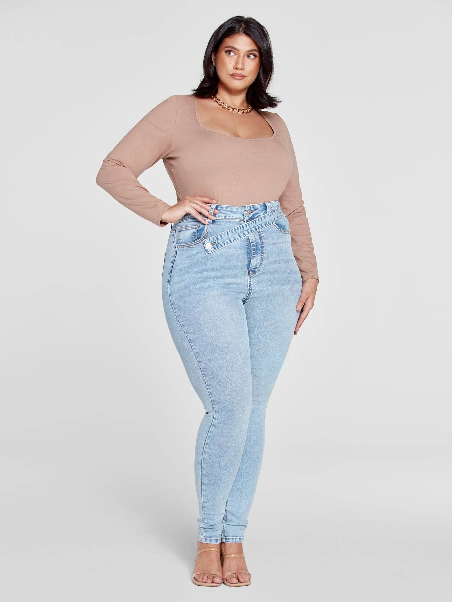 Ultra High Rise Crossover Detail Skinny Jeans