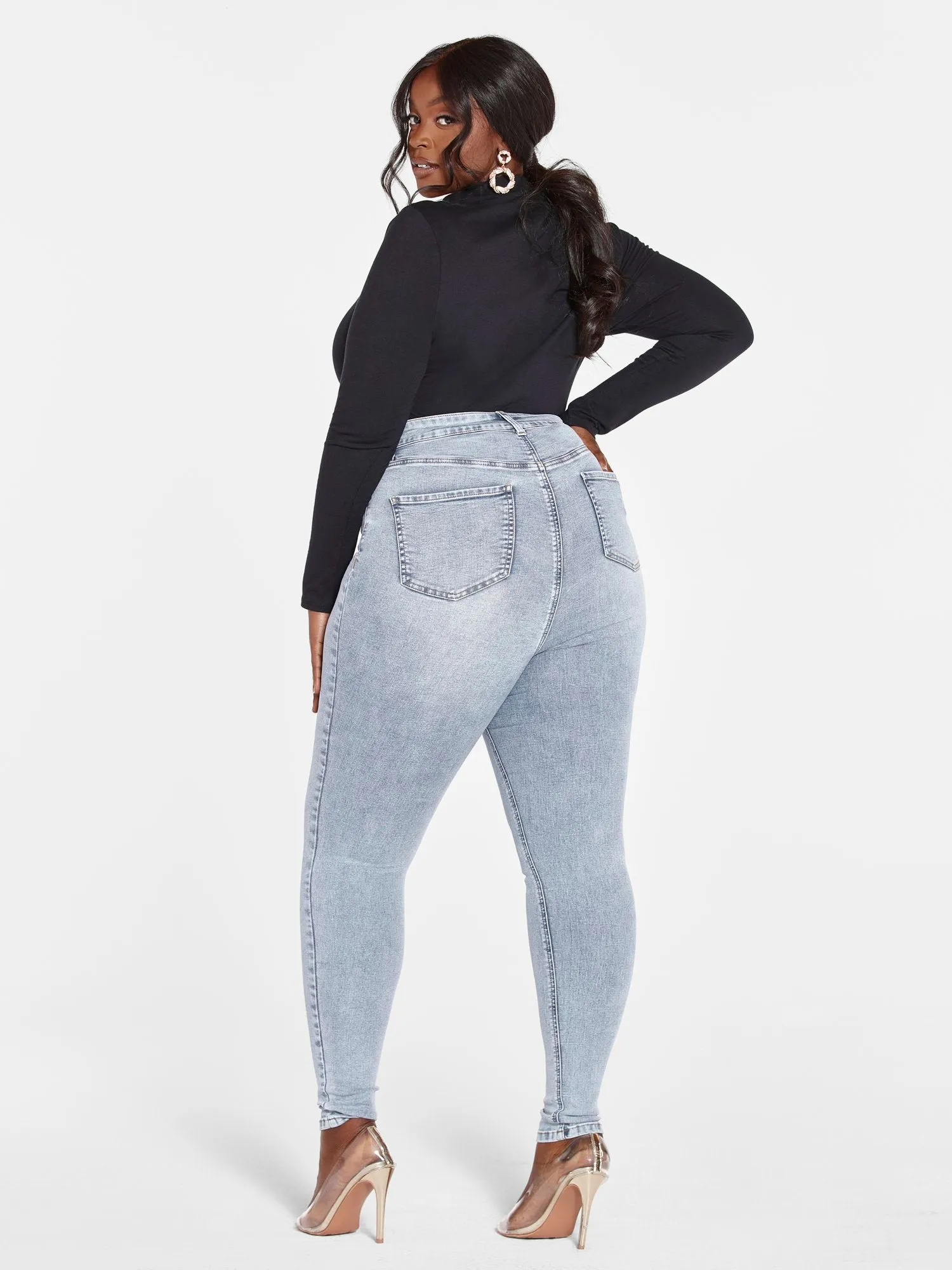 Ultra High Rise Crossover Detail Skinny Jeans