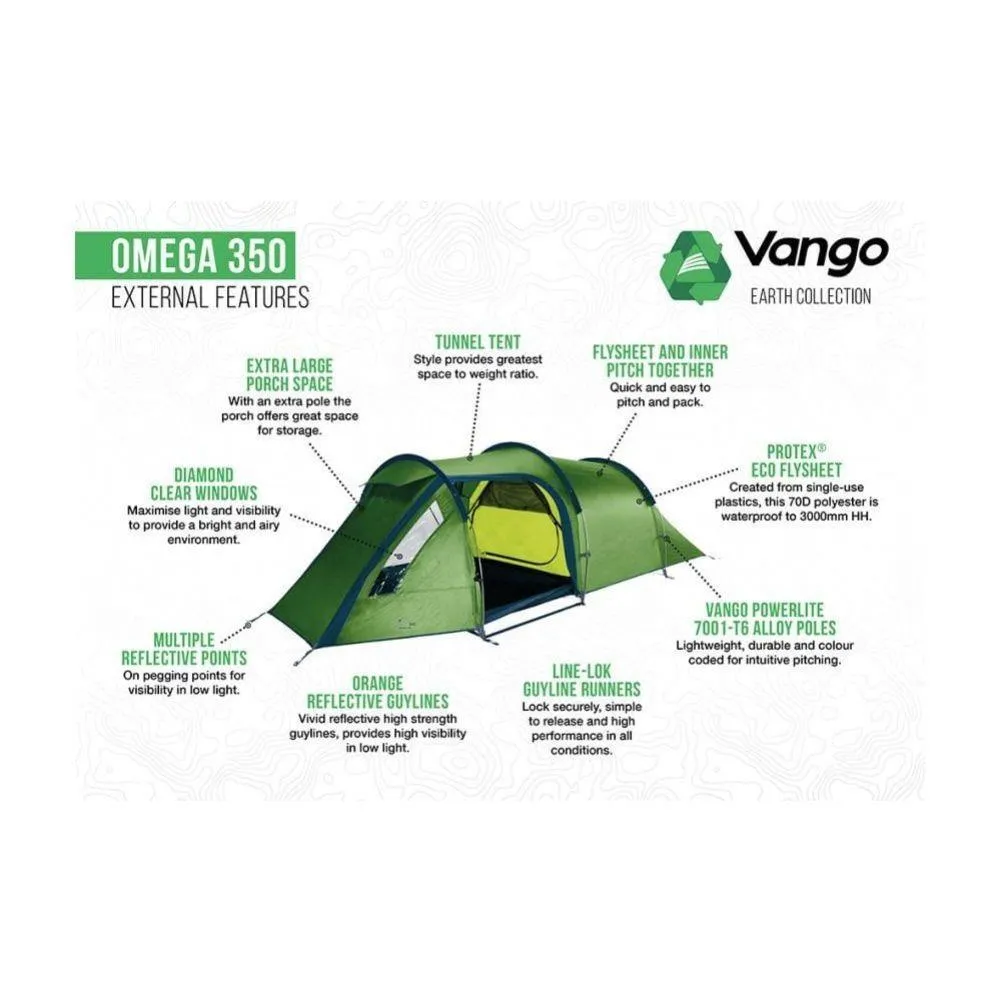 Vango Omega 350 Tent - 3 Man Tunnel Tent 2022