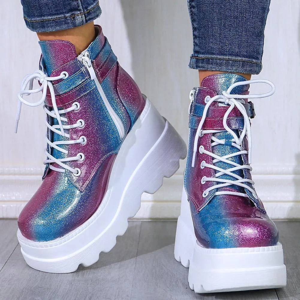 Vibrant Splash of Colors High Platform Shoes