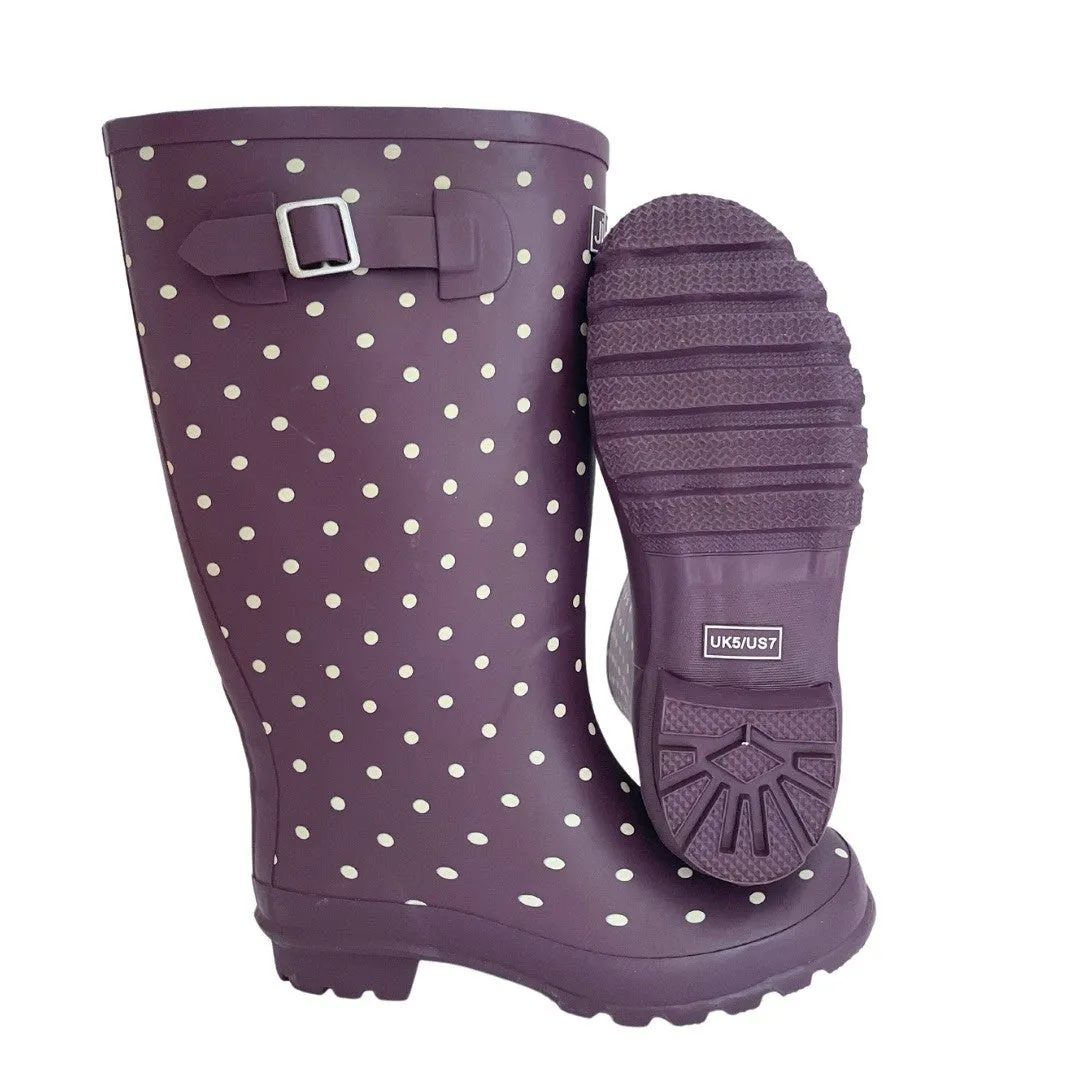 Wide Calf Rain Boots - 15 to 18 inch calf - Purple Spot - Wide Fit in Foot and Ankle