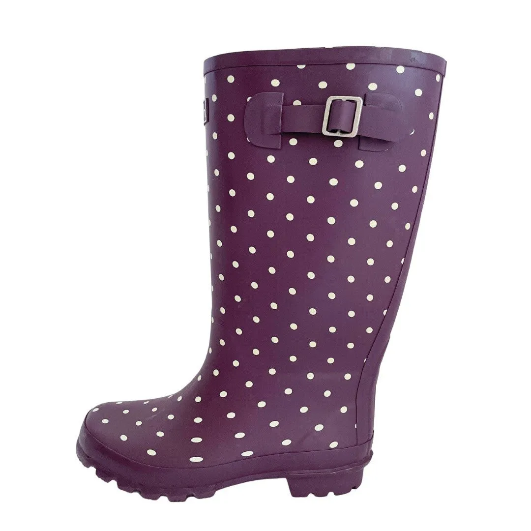 Wide Calf Rain Boots - 15 to 18 inch calf - Purple Spot - Wide Fit in Foot and Ankle