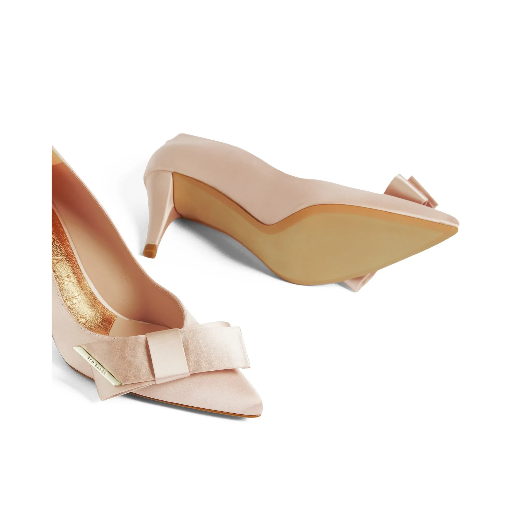 Women Affra-Satin Bow Mid Heel Court - Light-Pink