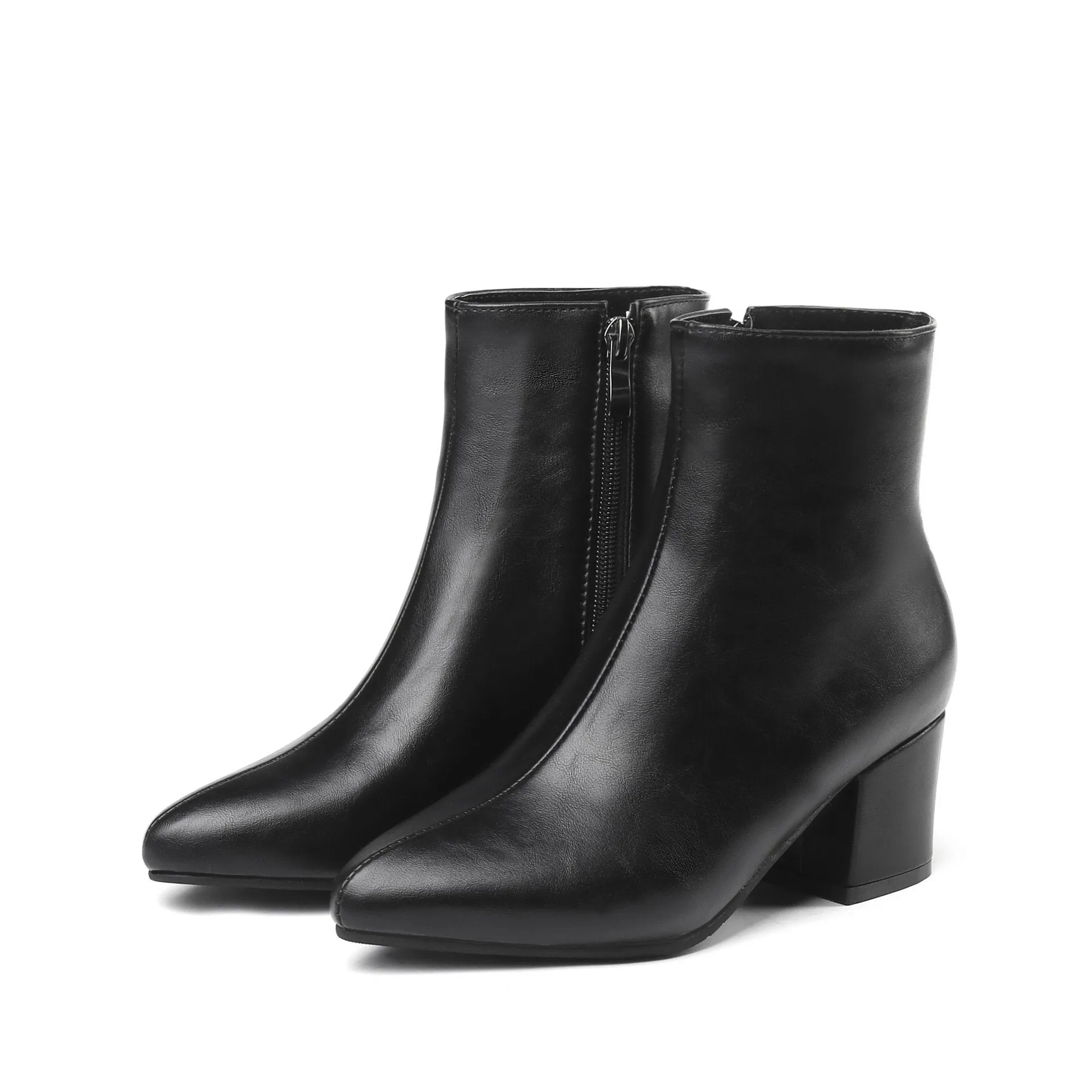 Women silver gold short plush lining block heel ankle booties
