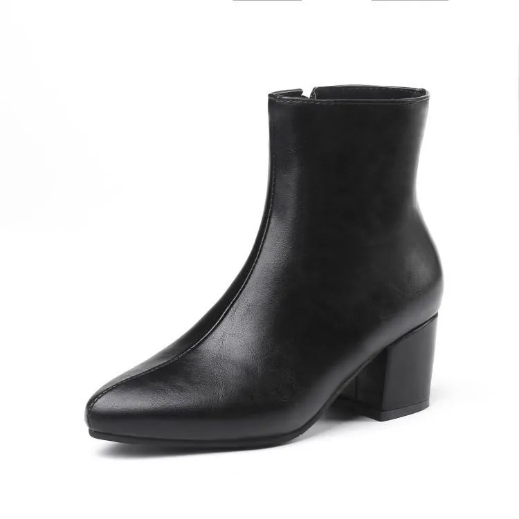 Women silver gold short plush lining block heel ankle booties